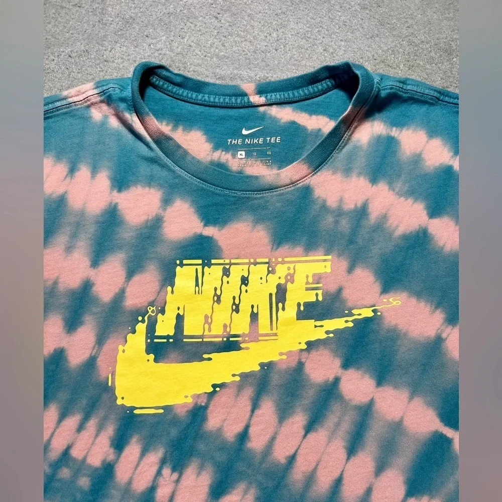 Nike Tie-Dye Festival T-Shirt Turquoise Green Yellow Logo Men’s XL Cotton